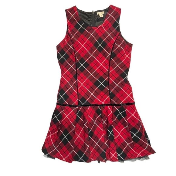PLACE 89 Tween Girls Plaid Jumper Dress Size‎ 14 Drop Waist Christmas Party - Picture 1 of 13